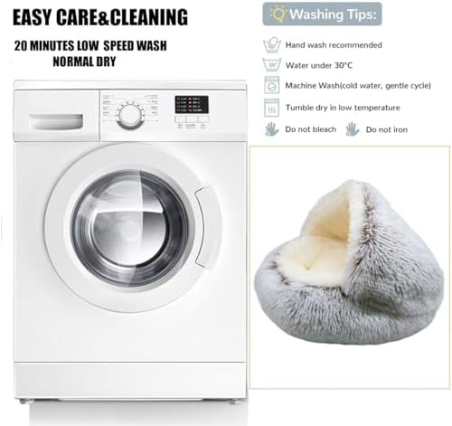 ZaneSun Calming Round Dog Bed & Cat Cave with Hooded Cover, Plush Fluffy Anti-Anxiety Cat Bed, Waterproof Bottom Washable (Coffee, 20x20inch)