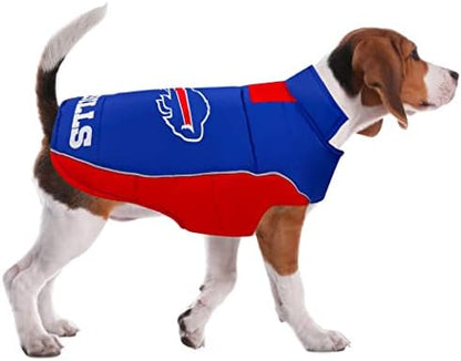NFL Buffalo Bills Puffer Vest for Dogs & Cats, Size Medium. Warm, Cozy, and Waterproof Dog Coat, for Small and Large Dogs/Cats. Best NFL Licensed PET Warming Sports Jacket