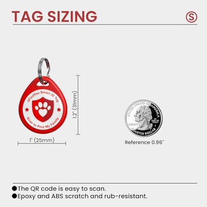 QR Code Cat Tags Personalized Small, Real-time Alerts, Red