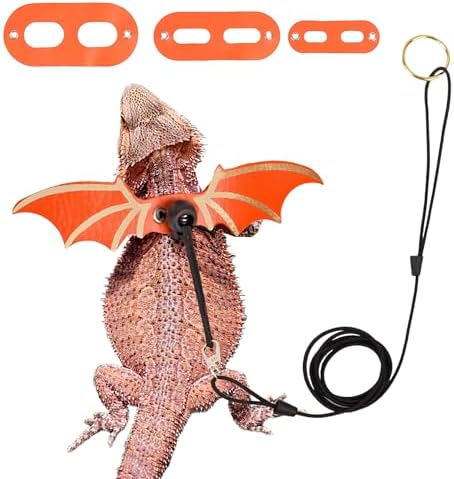 ADOGGYGO Orange Bearded Dragon Leash Harness, 3 Size Pack, Cool Bat Wing
