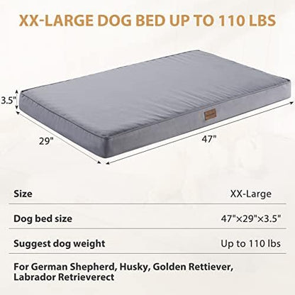BFPETHOME Outdoor Waterproof Dog Bed for Large Dogs, Washable Cover, 47"