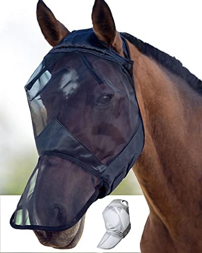 Harrison Howard CareMaster Horse Fly Mask Large Eye Space Full Face No Ears Black Medium Cob