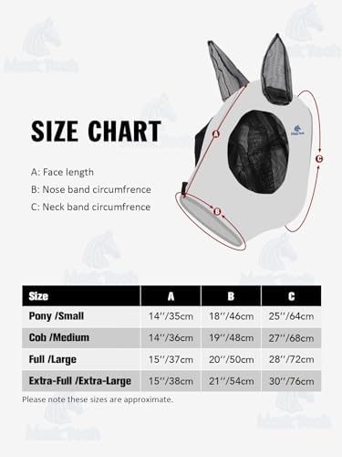 Mask Tech 5 Pieces Horse Fly Masks with Ears, Stretchy Elastic Mesh Fly Masks, 3D Eye Clearance, UV Protection-Medium,Combo 7
