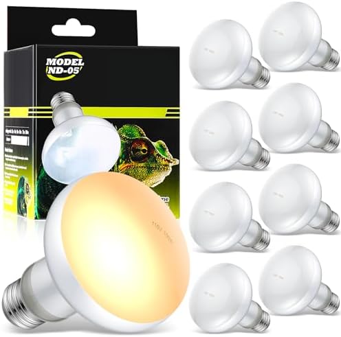 Tarpop 8 Pcs 100w Reptile Heat Lamp Bulb, Uva Basking Bulbs, E26 Base