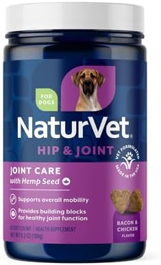 NaturVet Hip & Joint Care with Hemp Seed Supplement for Dogs, 60ct
