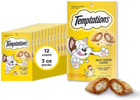 Temptations Classic Crunchy and Soft Cat Treats, Tasty Chicken, 3 oz, 12pk