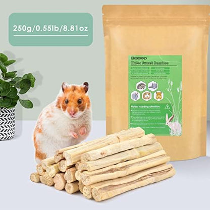 Bissap 250g/0.5Ib Sweet Bamboo Chew Sticks for Rabbits, Bunny Molar Treats Snack for Small Animals Hamster Chinchilla Guinea Pigs Rabbit Squirrel Natural Teeth Grinding Toys