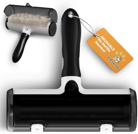 Pet Hair Remover and Reusable Lint Roller - Cat and Dog Hair Remover for Couch, Furniture, Carpet, Clothing and Bedding - Portable, Multi-Surface Fur Removal Tool (Black)