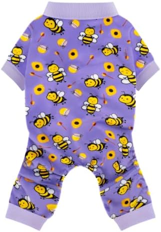 Paiaite Dog Pajamas Onesie: Comfortable Four-Legged Apparel for Small, Medium, & Large Dogs, Polyester Material for Comfort, Wrinkle Resistance, Moisture Wicking, Stretchiness Cute Bee Purple M