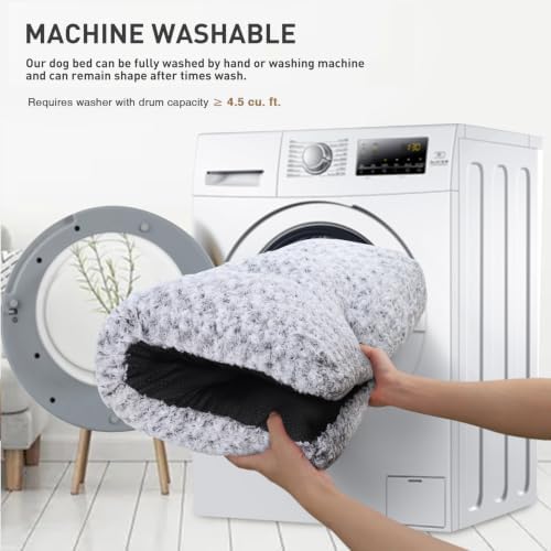 KSIIA Washable Dog Beds Large Sized Dog Crate Bed Plush Mat 41"x27" Gray