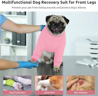 Queenmore Recovery Sleeve for Dogs Front Leg, Dog Recovery Sleeves, Dog Surgical Recovery Suit Female, Pet Elbow Protector Cone Collar Alternatives, Pink, XS