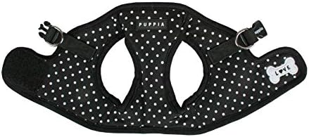 Puppia Dotty Step-in Vest Dog Harness No Pull No Choke Easy Wear Training Walking for Small Dog, Large, Black