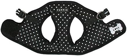 Puppia Dotty Step-in Vest Dog Harness No Pull No Choke Easy Wear Training Walking for Small Dog, Medium, Black