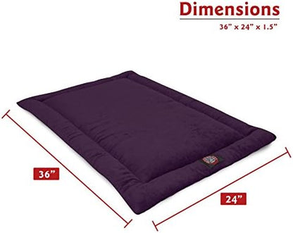 Majestic Pet Dog Crate Mat - Machine Washable Soft Plush Pet Bed Pad for Crates & Kennels | USA Crafted | 36"x23" Villa Aubergine