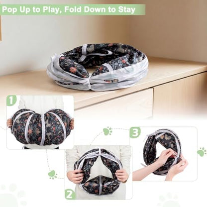 Glittme S-Shape Cat Tunnel, Foldable Cat Tunnels for Indoor Cats