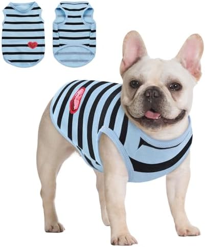 Queenmore Small Dog Shirt,Soft Breathable Dog Shirt for Dogs Cats Boy Girl,Pet Clothes for All Season,Breathable Lightweight Pet Tshirt for Frenchie, Dachshund, Yorkie