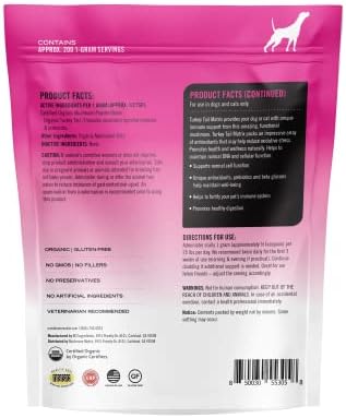 Om Mushroom Matrix Turkey Tail Mushroom Pet Supplement Powder, Provides Immunity Support & Holistic Defense for Dogs & Cats, 200 Grams, 7.1 oz