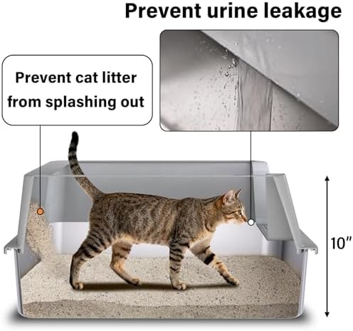 Stainless Steel Litter Box with Lid L to XL,Metal Cat Litter Box