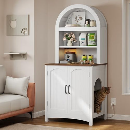 DWVO 70.8in Large Hidden Cat Litter Box Furniture with Shelves