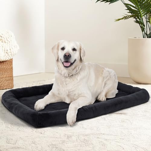 Patas Lague Small Dog Bed Bolster Pet Crate Mat 24''x18'' Black