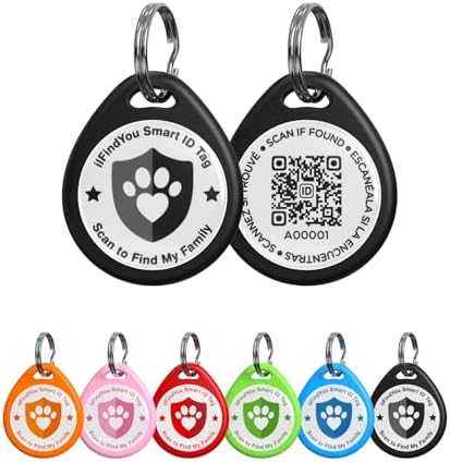QR Code Cat Tags Personalized Small, Real-time Alerts, Black