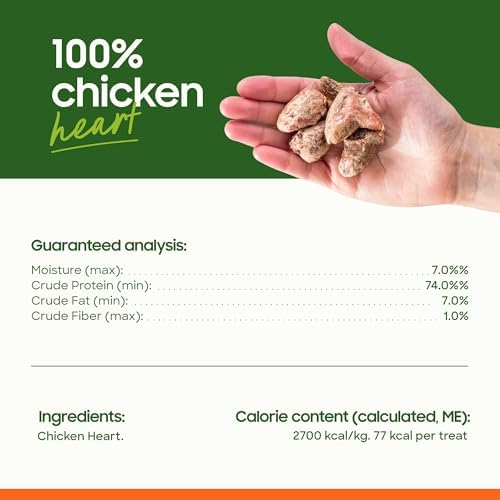 smallbatch Freeze Dried Whole Chicken Heart Treats for Dogs & Cats, 3.5oz