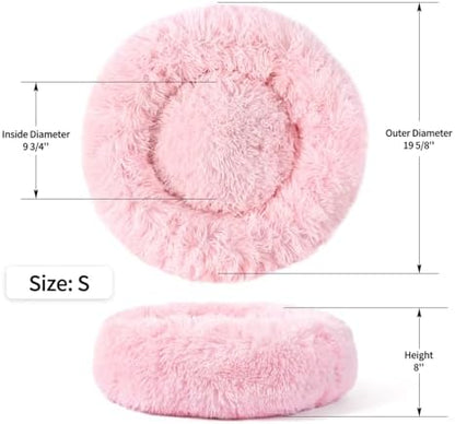 NOYAL Donut Dog Bed for Small Medium Pets, Plush Calming Faux Fur
