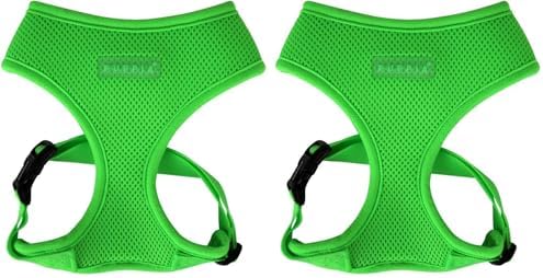 Puppia Neon Dog Harness Over-The-Head No Choke No Pull Walking Training for Small and Medium Dog, Green, Large (Pack of 2)