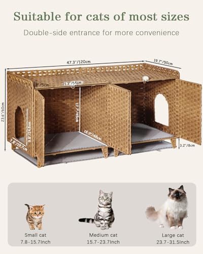 SETVSON Cat Litter Box Enclosure for 2 Cats, Hidden Litter Box, Natural