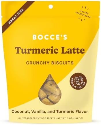 Bocce's Bakery Turmeric Latte Flavor Crunchy Biscuits Dog Treats, 5 oz