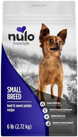 Nulo FreeStyle Small Breed Dog Food Dry - Beef & Sweet Potato, Puppy & Adult Grain Free Dog Food, Natural, High Protein, Smaller Sized Kibble with BC30 Probiotic for Healthy Digestion Support, 6lb Bag