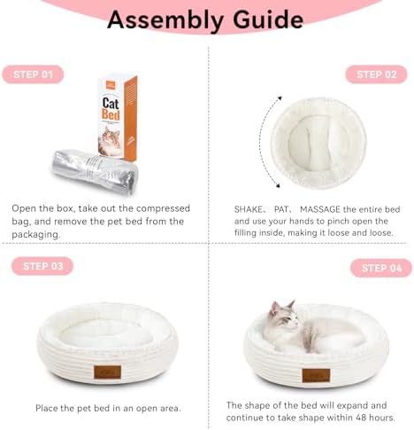 Zerbuger 20in Cream Round Dog Bed Sofa for Dogs Cats, Machine Washable