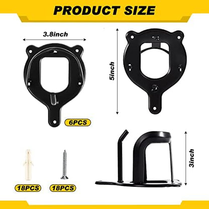 Dunzy 6 Pcs Bridle Hook Metal Holder Wall Mount Horse Barn, Black