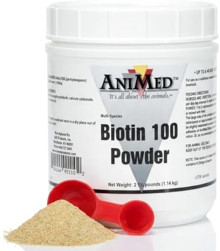 AniMed Biotin 100 Daily Horse Hoof Supplement & Equine Hair Growth Powder 2.5 lbs