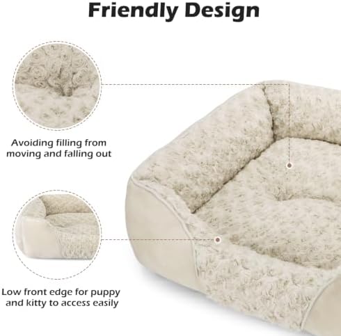 INVENHO Small Dog Bed Rectangle Washable Orthopedic Soft Calming Sleeping Durable Pet Cuddler with Anti-Slip Bottom