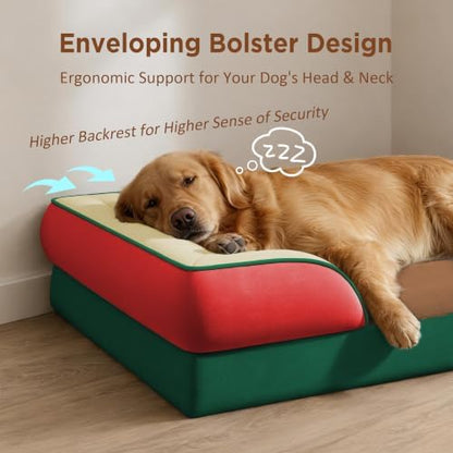 Comfort Expression Orthopedic Dog Bed for Extra Large Dogs with Bolster