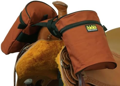 TrailMax Horse Horn Bags for Trail Riding – Medium & Large Western Saddle Horn Bags for Horses & Mules, Insulated Trail Gear with Secure Fit & Grab-and-Go Liners, Medium, Rust