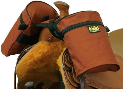 TrailMax Horse Horn Bags for Trail Riding – Medium & Large Western Saddle Horn Bags for Horses & Mules, Insulated Trail Gear with Secure Fit & Grab-and-Go Liners, Medium, Rust