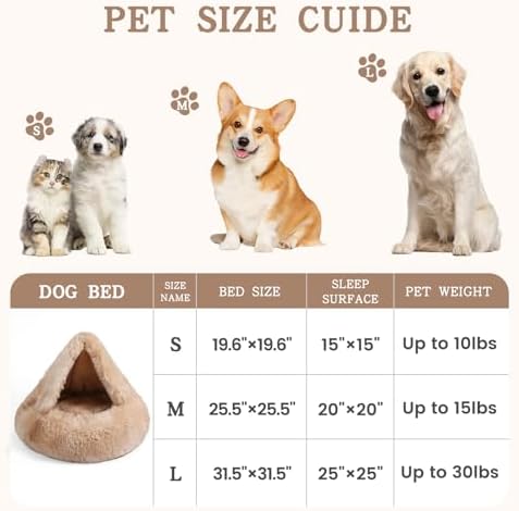 NOYAL Calming Donut Dog Bed, Hooded Cave with Blanket