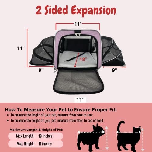 RUFF LIFE 101 Airline Approved Expandable Premium Pet Carrier on Wheels- Two Sided Rolling Carrier- Designed for Dogs & Cats- Extra Spacious Soft Lined Carrier! - Pink (RL-PET-CARRIER-WHEELS)