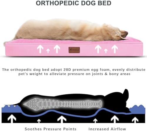 Waterproof Large Size Dog Crate Bed Orthopedic 41x27 Pink