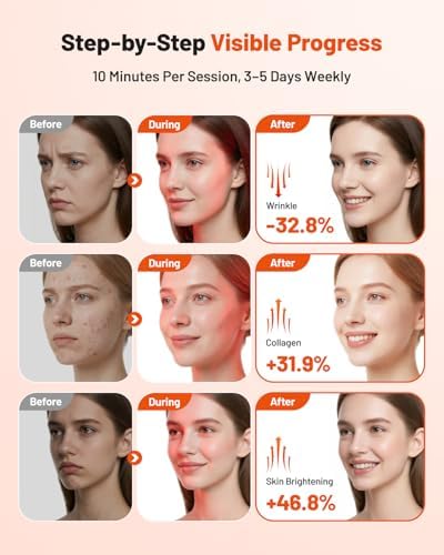 Red Light Therapy for Face and Body, 3 LED Wavelength 660nm 730nm 850nm Infrared Light Therapy Desk Lamp with 360°Adjustable Head & Phone Stand, Home Office Travel Portable Use w/Glasses