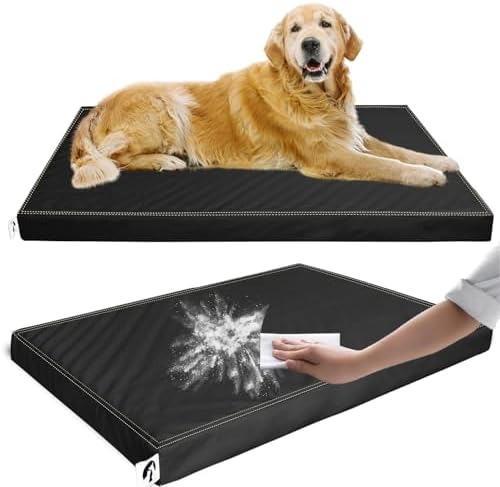 Waterproof Leather Dog Bed Crate Mat Pet Pad for Large Dogs, Wipeable Easy to Clean Vinyl Mattress, Pee Proof Kennel Liner Suitable for Pet Up to 120 lbs