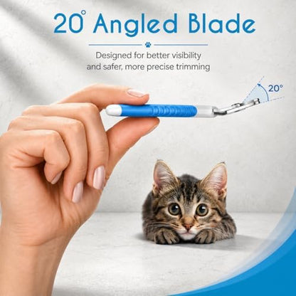 Candure Cat Nail Clipper Stainless Steel Cat Claw Trimmers for Rabbits, Guinea Pigs, Birds, Puppies, Kittens and Small Animals Pet Nail Clipper for Professional and Home Use 4" White & Blue