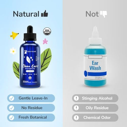 kin+kind USDA Organic Clean Ears, Dog Ear Cleaner, Leave in, No Rinse, 4 oz