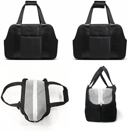 Dog Purse Carrier for Small Dogs, Small Cat Purse Carrier Soft with Large Pocket, Portable Pet Carrier Tote Bag with Safe Leash (Black)