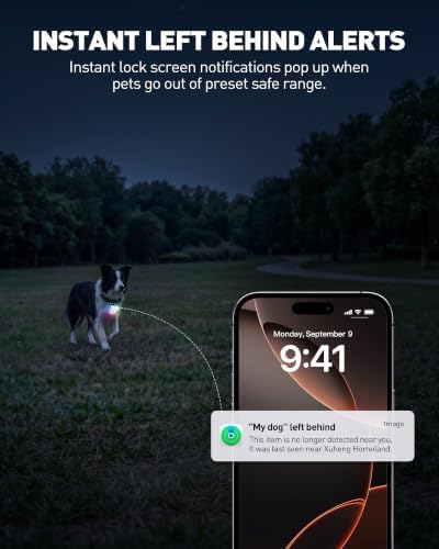 Pet Tracker for Dogs Cats, Location & LED Night Light Tag, No Monthly Fee