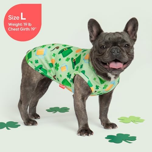 KYEESE 2Pack St. Patrick's Day Dog Shirt, Breathable Tank Top Sleeveless Dog T Shirts for Small Medium Dogs Boy Girl, Lightweight Dogs Clothes Pet Outfit for Holiday, Green, XL