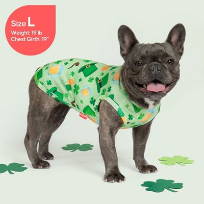 KYEESE 2Pack St. Patrick's Day Dog Shirt, Breathable Tank Top Sleeveless Dog T Shirts for Small Dogs Boy Girl, Lightweight Dogs Clothes Pet Outfit for Holiday, Green, L