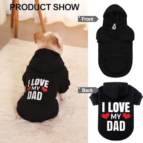 EXPAWLORER Dog Hoodies for Small Medium Large Dogs,Love DAD Black S